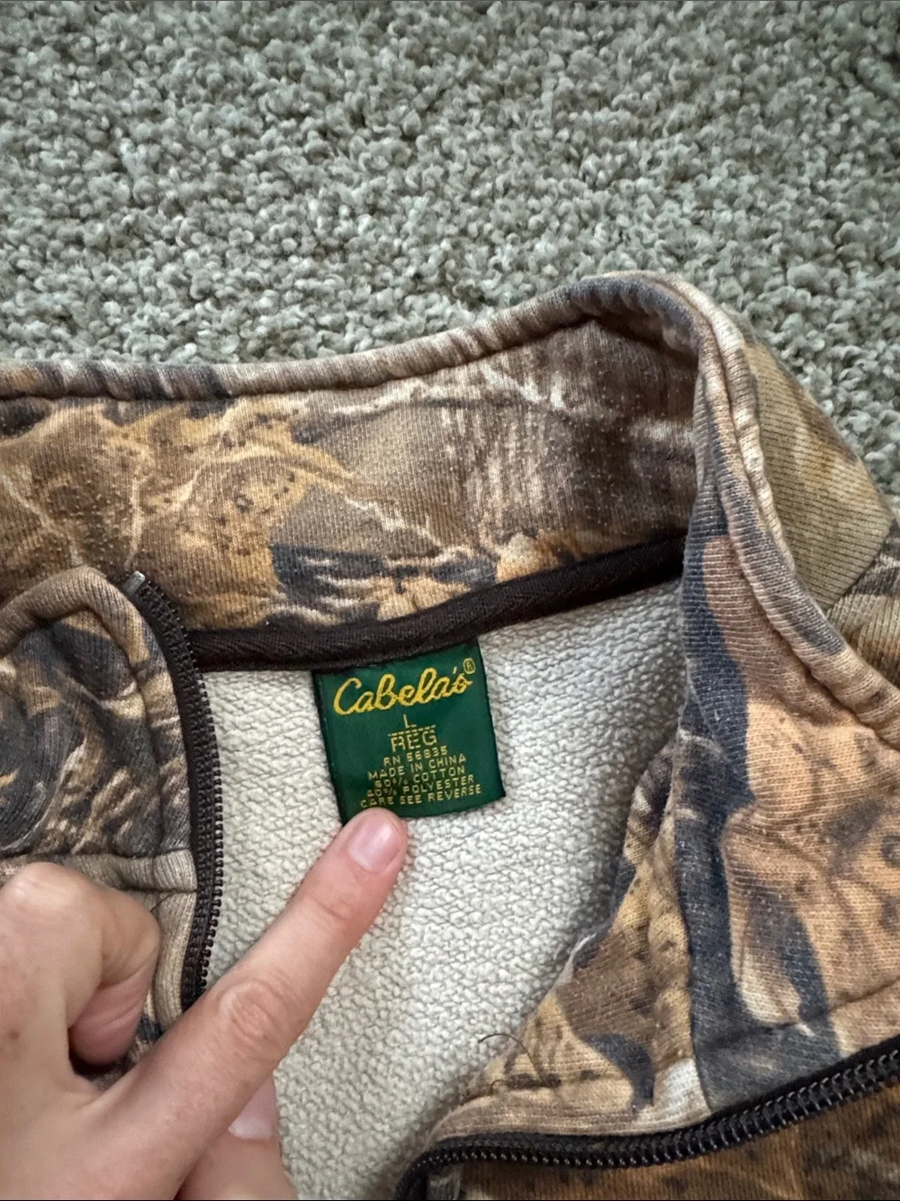 Cabela's Camo Zip-Up Sweater in Brown, Green, Tan